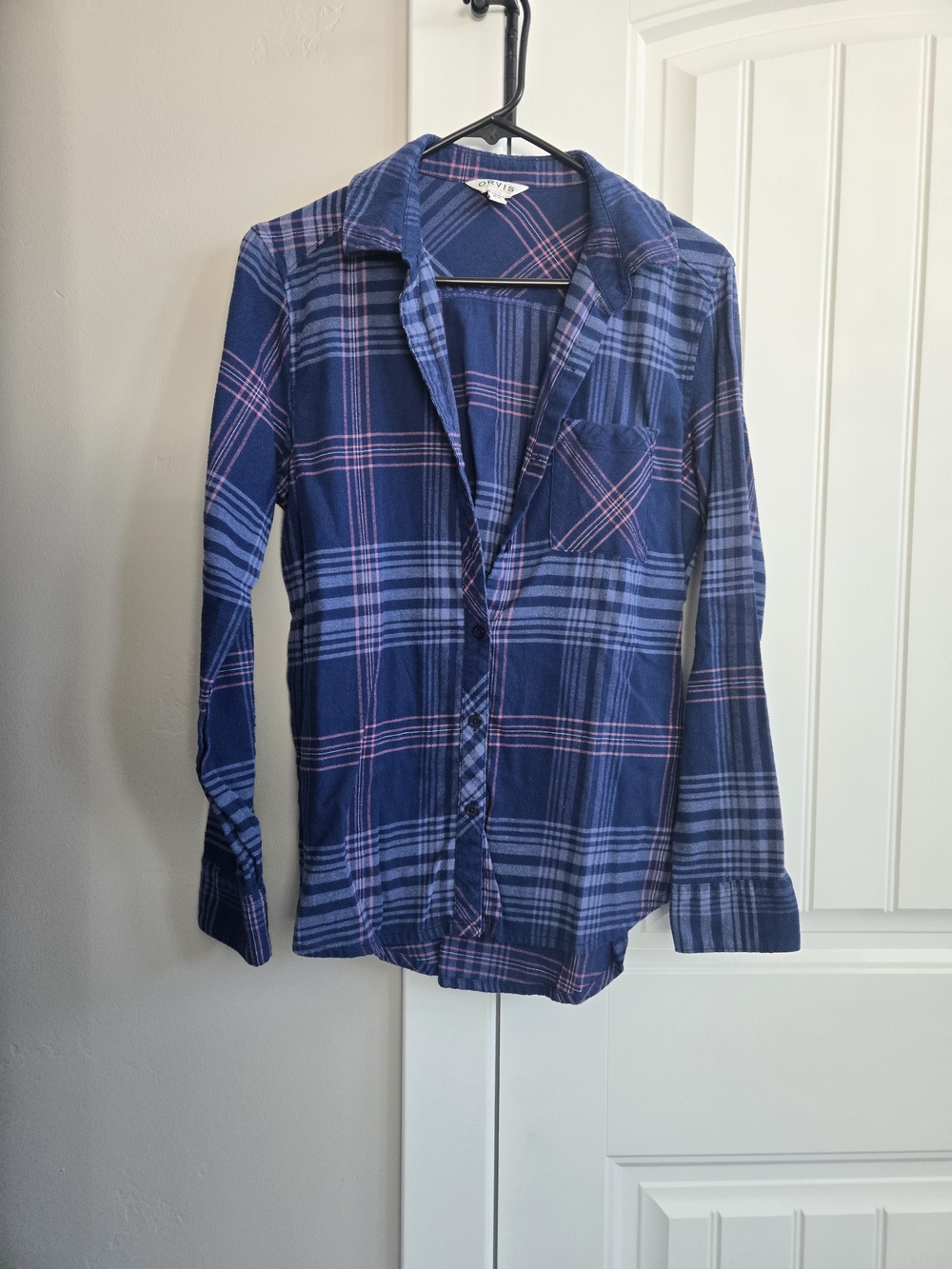 Orvis Navy Plaid Shirt with Pink and Light Blue Stripes